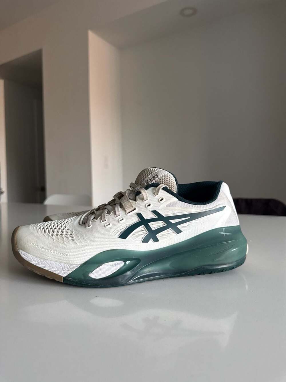 ASICS Men's Gel-Resolution X Tennis Shoes White/Saxon Green - Picture 3 of 10